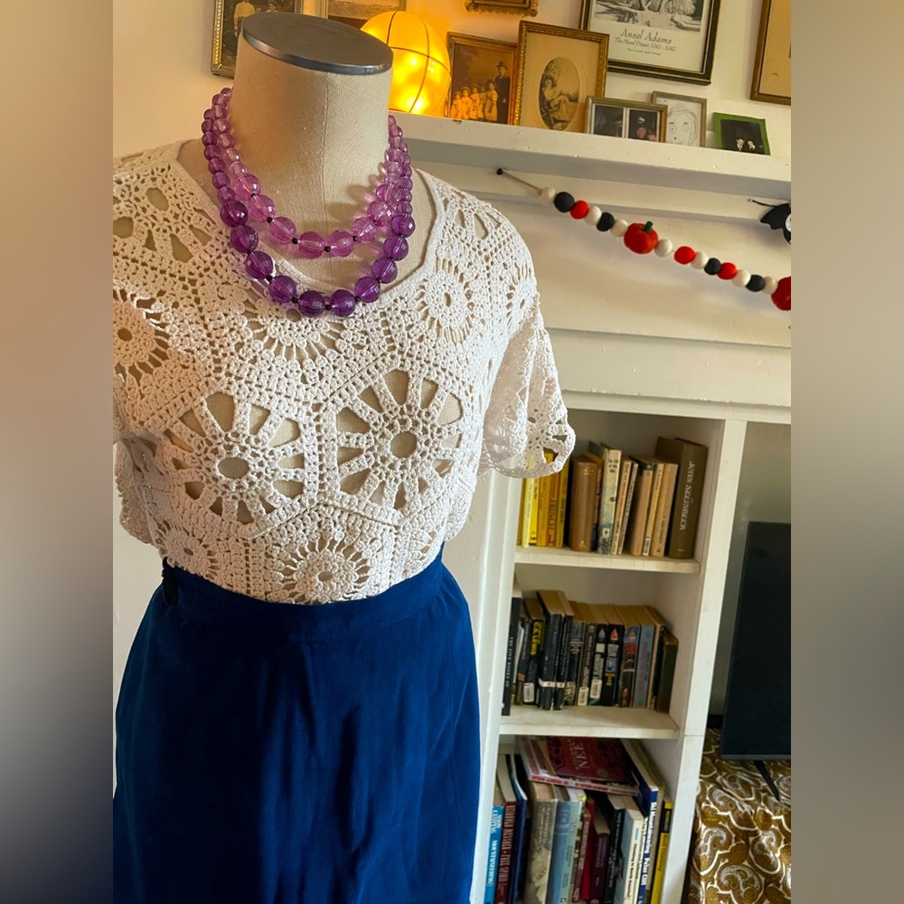 Blue Suede Skirt - Gorgeous - Vintage